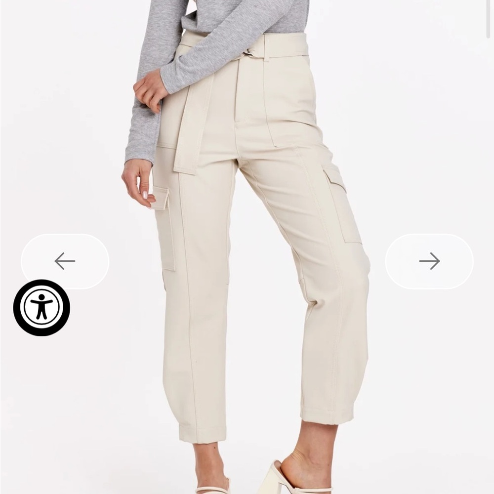 Dear John Cream Cargo Crop Pants with Tie Waist